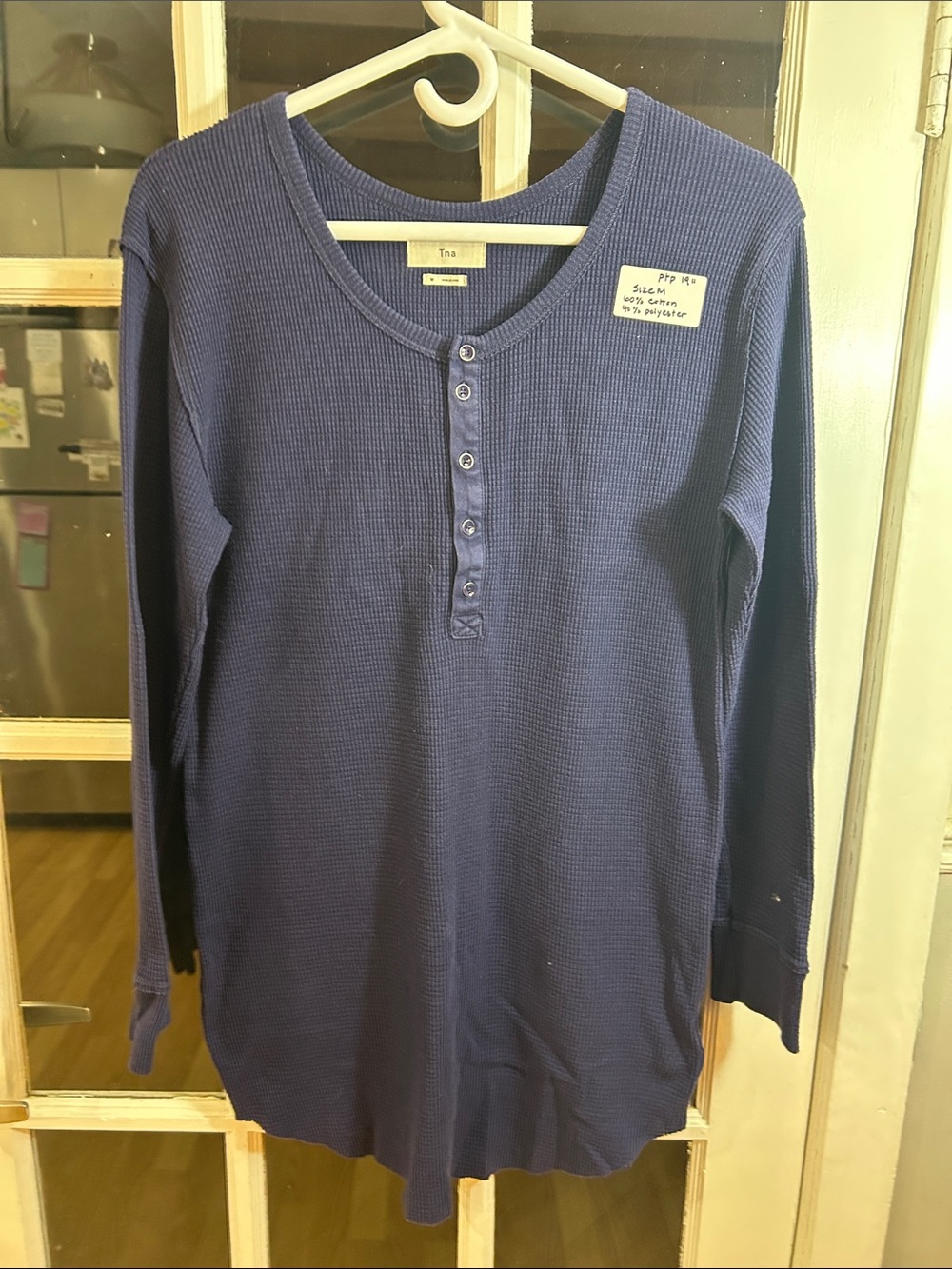 A57.      TNA Men’s Long Sleeve Henley in Navy Blue